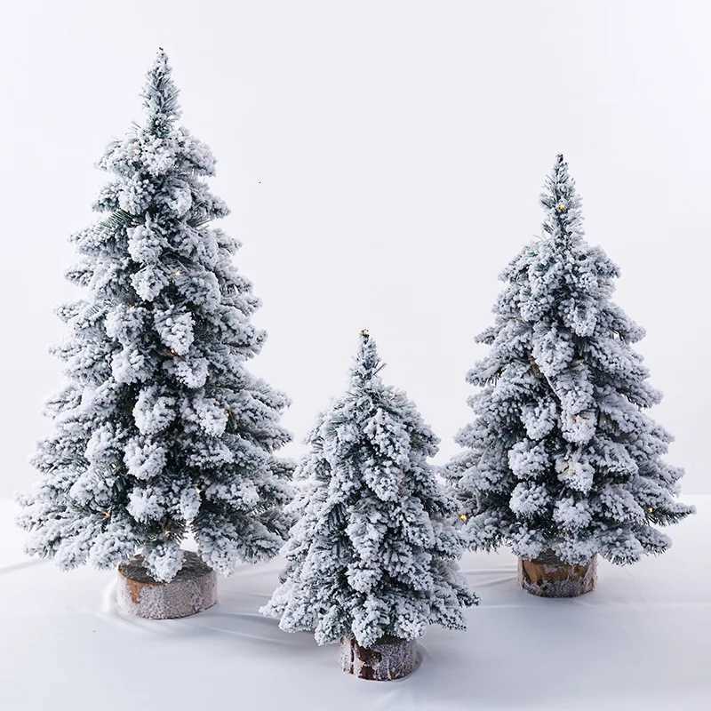 4560 CM High Christmas Tree with PVC Snowflakes Flocked Tabletop Decor Tree for Home Office Party Holiday Christmas Decorations C251030