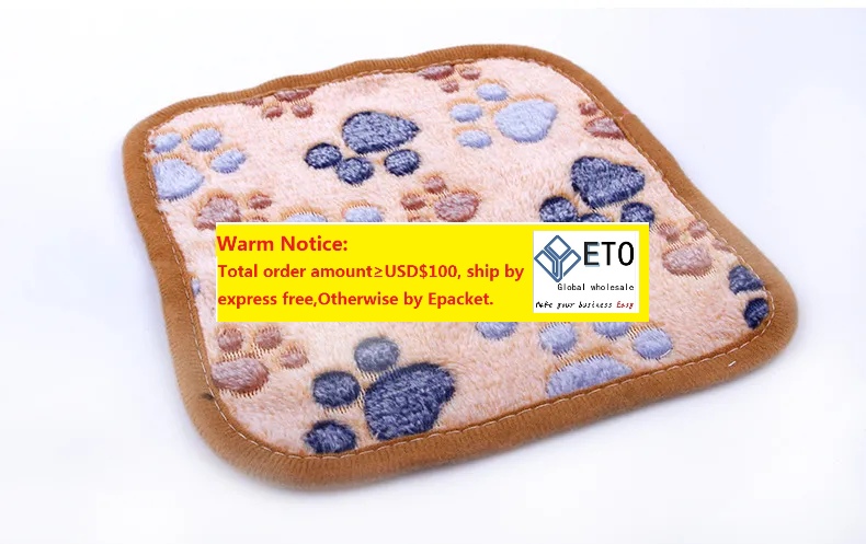 Soft Dog Bed with Cute Paw Prints for Kennels Reversible Fleece Crate Pet Mat Machine Washable Blankets ZZ