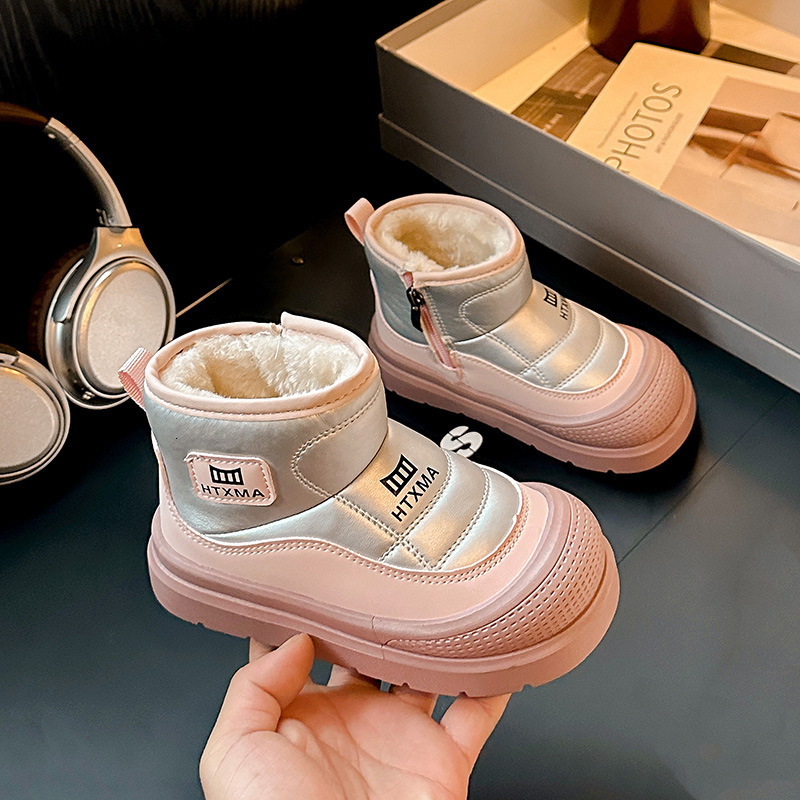 New children's cotton boots, snow boots, wool lining, thickened oversized girls' protective cotton shoes, warm cotton boots, fashionable des