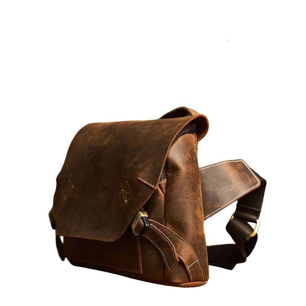 Designer bag 52 PHILI BULL Genuine Leather Men's Vintage Fashion Shoulder Crossbody Casual Commuter Messenger Bag Retro Style