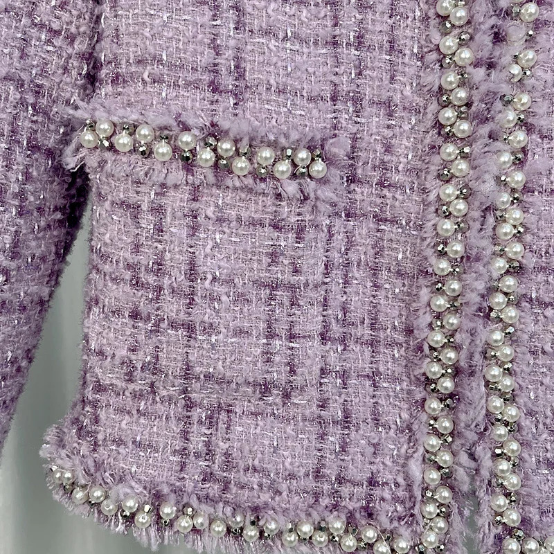 fashion round neck heavy industry beading celebrity light y temperament highend n t jacket 251027