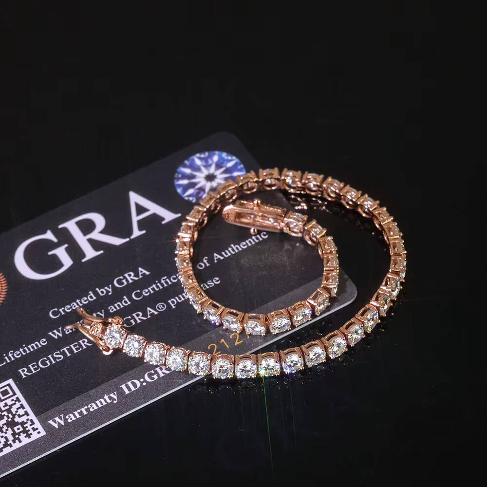 NUOYA Sparkling VVS Moissanite Tennis Chain Necklace 925 Silver Rose Gold Plated Iced Out Diamond Tennis Chain Jewelry for Women Designer's style