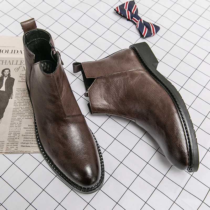 High Quality Ankle Boots For Men Fashion Britain Brogue Chelsea Boots Men Social Formal Mens Dress Shoes 2025 Winter Ankle Boot Z251029