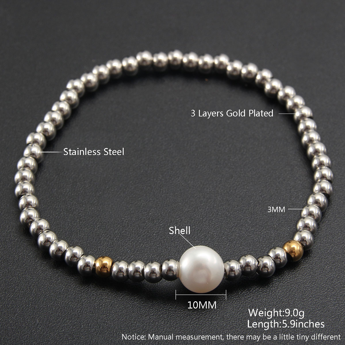 New Fashion Gold and Silver FlowerShaped HeartShaped Pearl Beaded Bracelet Versatile Womens Jewelry 250626