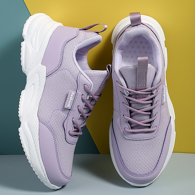 Free Shipping 2025 New Fashion Sneakers Breathable Running Shoes Mesh Thick Sole Sport Shoes for Women