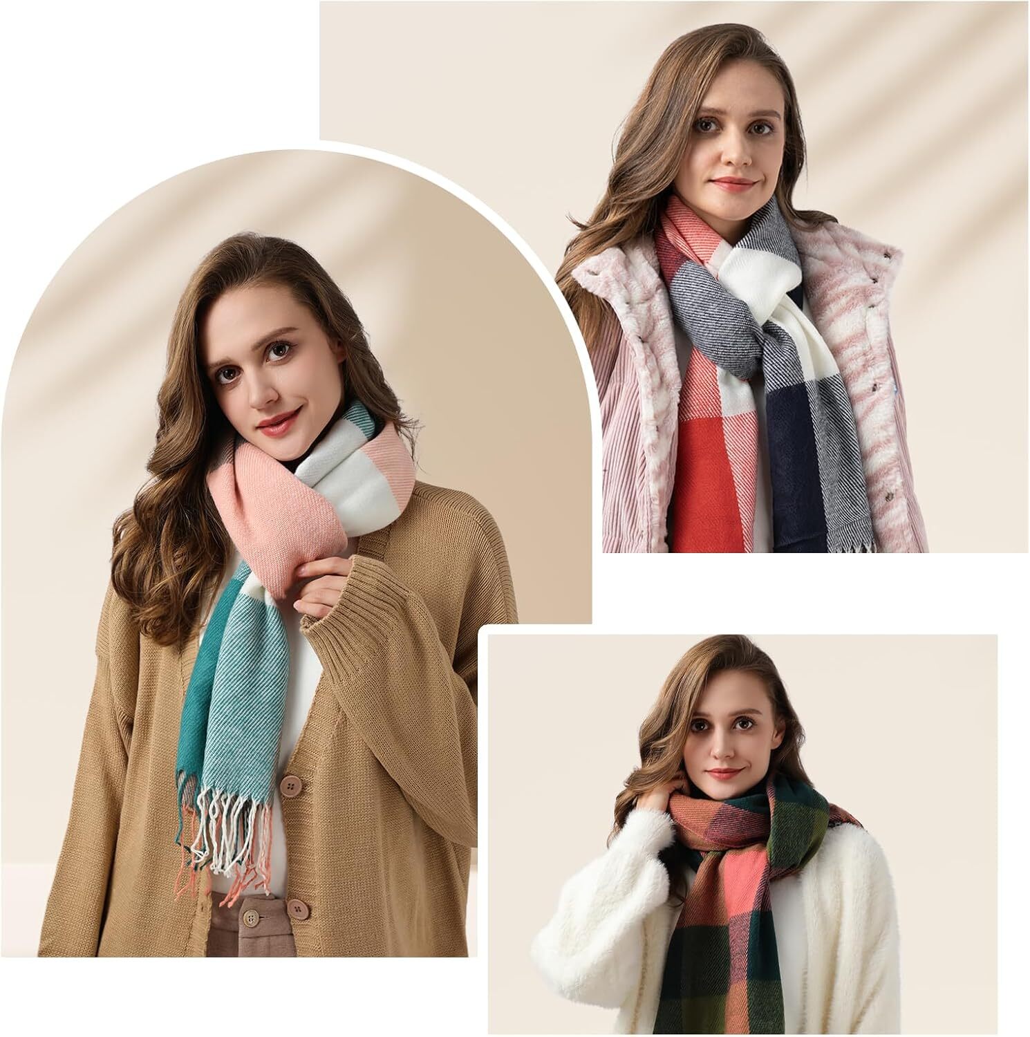 Custom Scarf for Women Women's Fall Winter Scarfs Cashmere Feel Blanket Scarf Classical Scottish Checked Long Shawl Wraps Christmas gifts