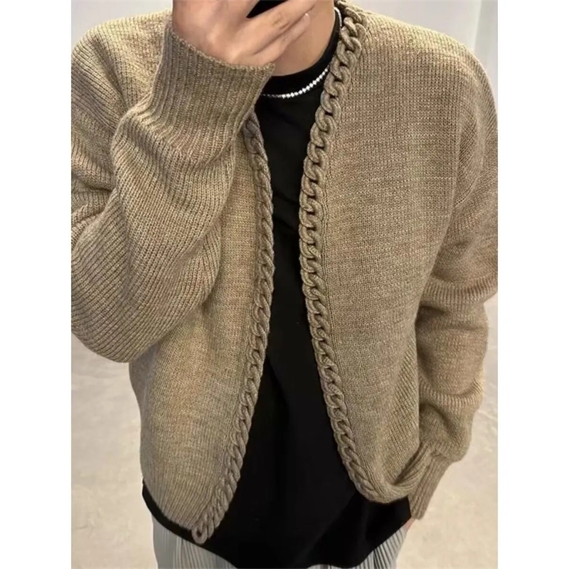 Sweater Cardigan Mens Spring Autumn Korean Style Fashionable Casual Versatile Knitted Jacket y251010