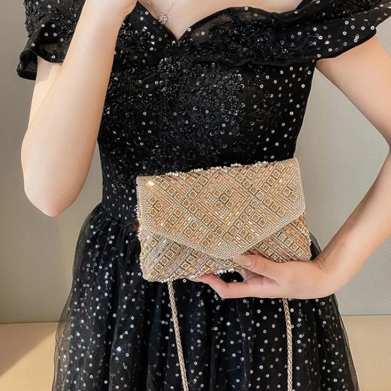 Rhinestone Evening Clutch Bag Diamond Women Banquet Party Wedding Fashion Messenger Purse Chain Small Shoulder Bag 251030