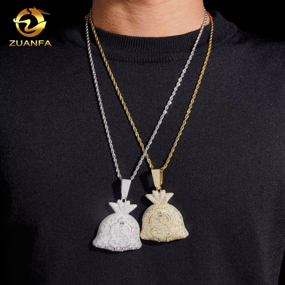 Moneybag Design Fine Hip Hop Diamond Jewelry Iced Out High Quality Pendants Charm 925 Silver VVS Moissanite Jewelry Pendant