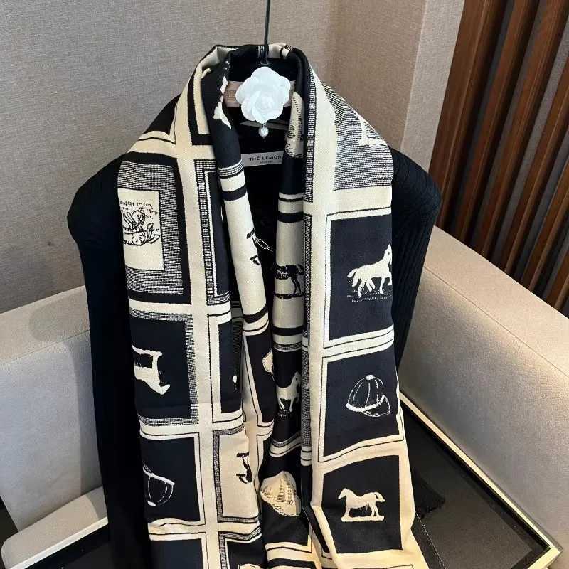 2025 Elegant Ladies Jacquard Pashmina Winter Thick Warmth Double Sided Tassel The Horse Shawl Coldproof Windproof Blanket ScarfW251029