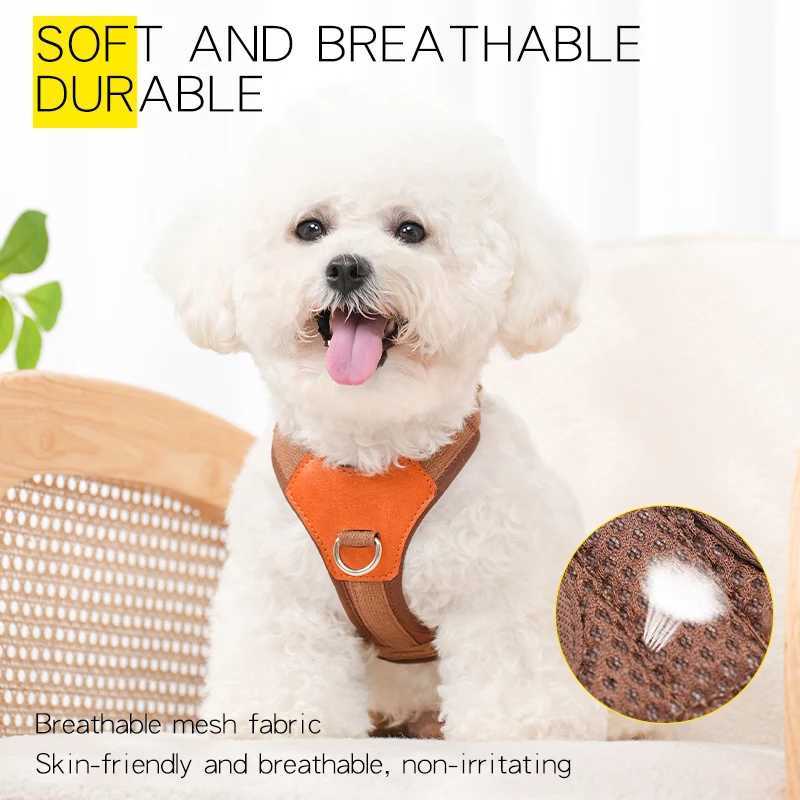 HP374Retro Pet Harness for dogsAdjustable webbing and Highquality PU LeatherBreathable mesh lining J251129