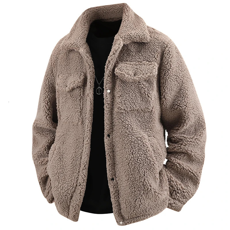 Winter Mens Plush Thickened Warm Fashion Trend Comfortable Casual Lamb Wool Simple Versatile Jacket Coat for Men 251029