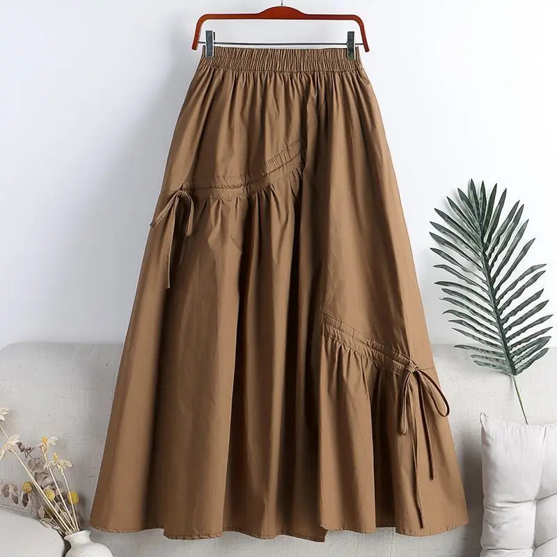 High Waist Midi ALine Skirt Slimming Asymmetrical Tie Spring 2025 Womens Faion flength Skirts 251028