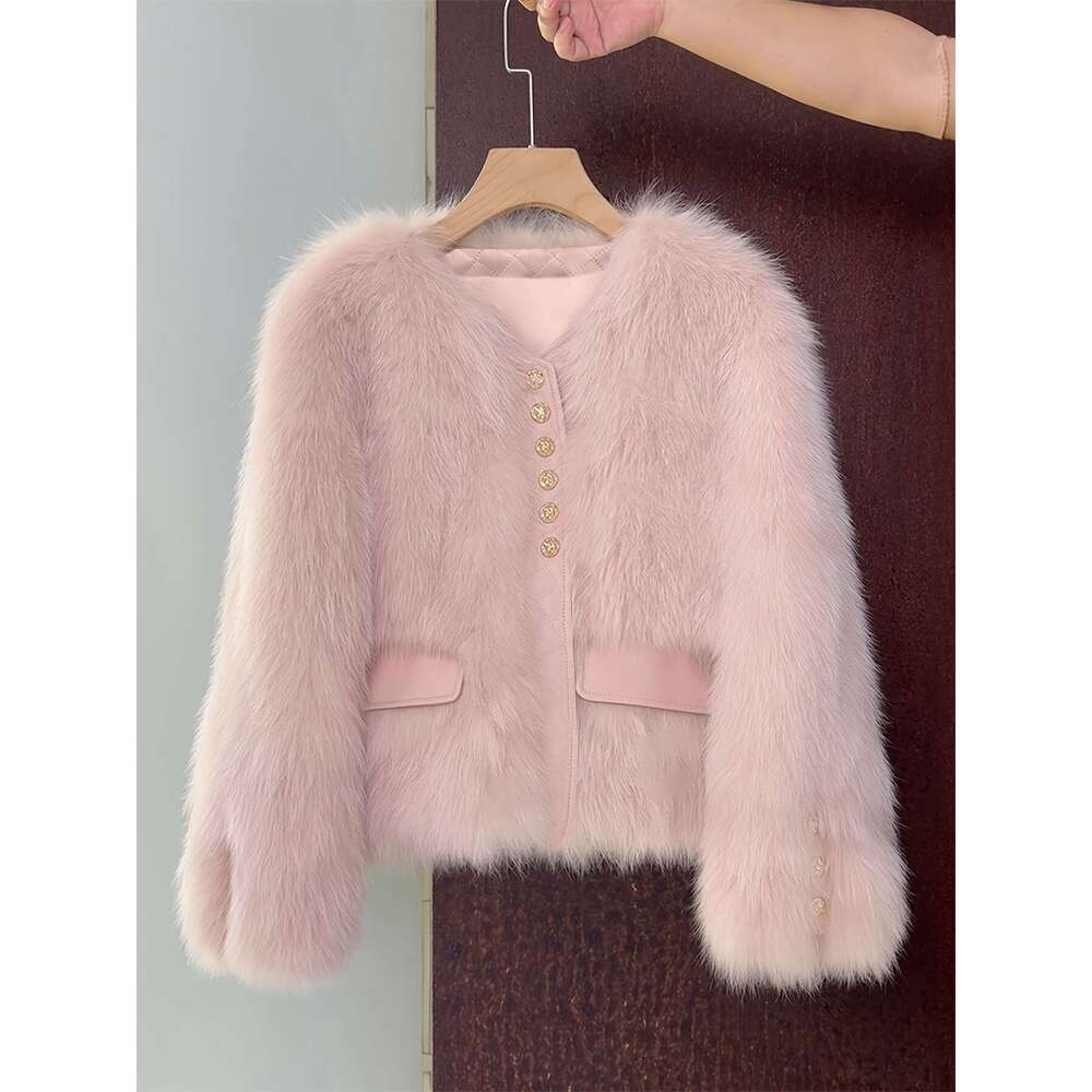 New High End Grass Faux Fox Coat Women Chic And Stylish Outerwear Elegant Fur Jackets Winter Coats For Women High Quality
