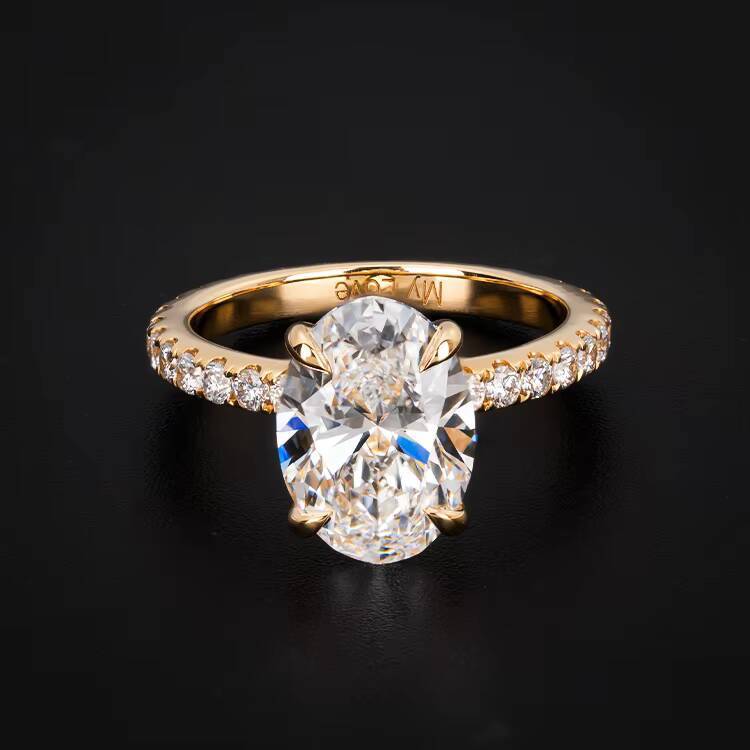 Redleaf Custom 18K Yellow Gold 3CT Oval Lab Grown Diamond Engagement Wedding Ring Brand 18K Yellow Gold 3CT Oval Diamond Ring