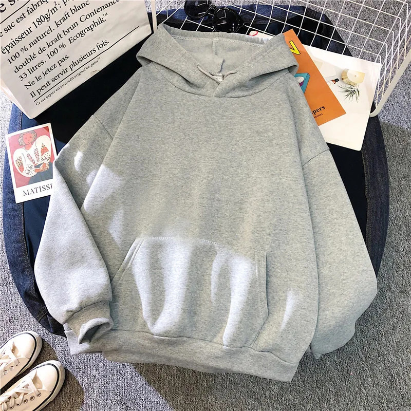 Autumn Casual Womens Solid Hoodie Comfortable Strecth Sweatshirts Loose Pocket Warm Clothes Fashion Street Female Pullovers 251030