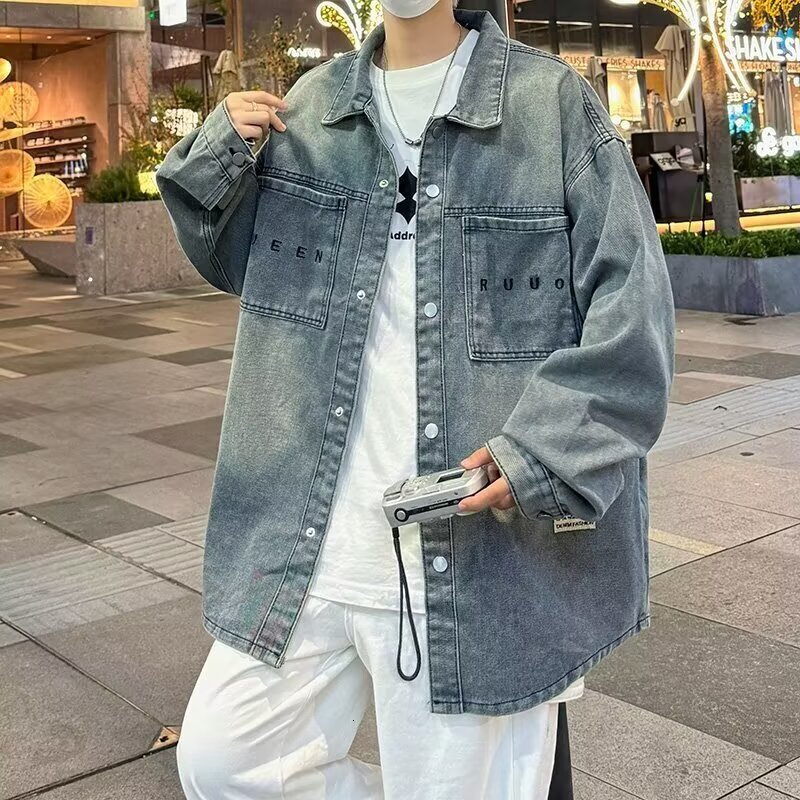 American High Street Denim Men's Jacket 2025 Spring And Autumn New High-end Niche Turn-down Designer Coat Collar Casual Jacket