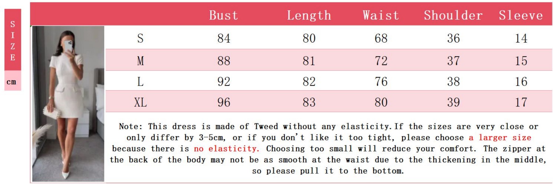 O Neck Casual Dress For Women White Elegant Tweed Short Dress A-line Mini Curvy Luxury dress Shoulder Pad Black Elegant Evening Gowns Party Birthday S