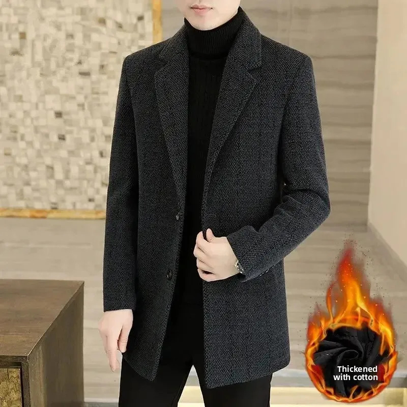 Thickened Woolen Mens Coat Casual Business Style Comfortable Autumn Winter Fashionable Suit Western Wear 251028