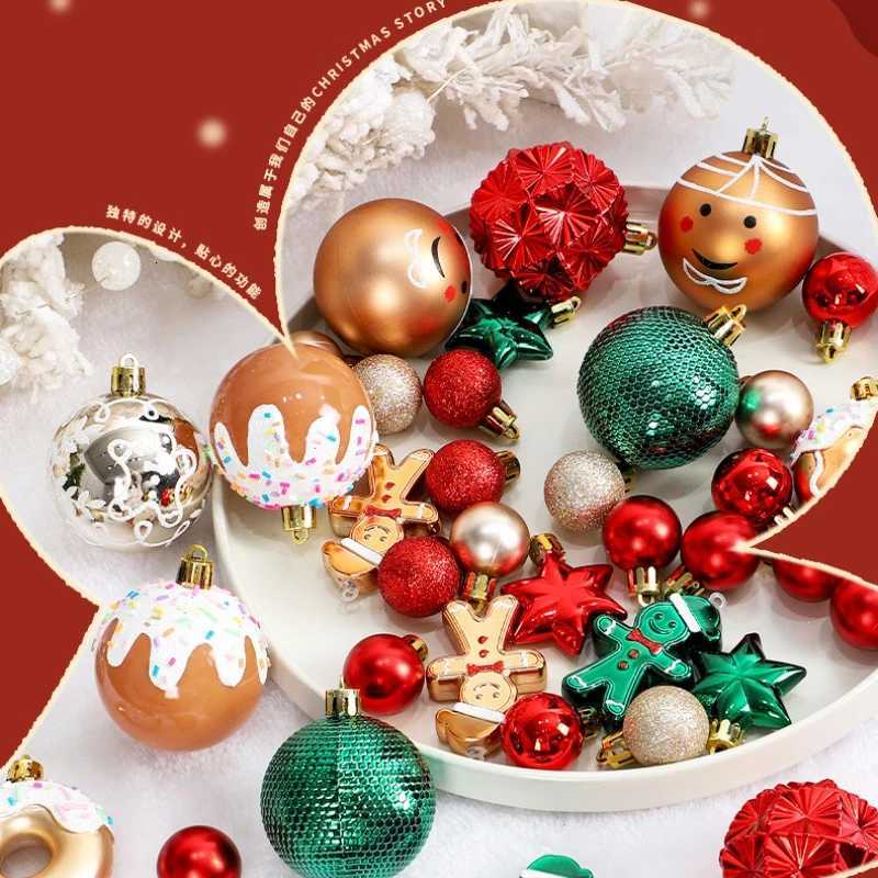 42pcs 6cm Christmas Ball Gingerbread Man Xmas Tree Hanging Ornaments Home Christmas Decoration Party New Year Gift Navidad 2025 C251030