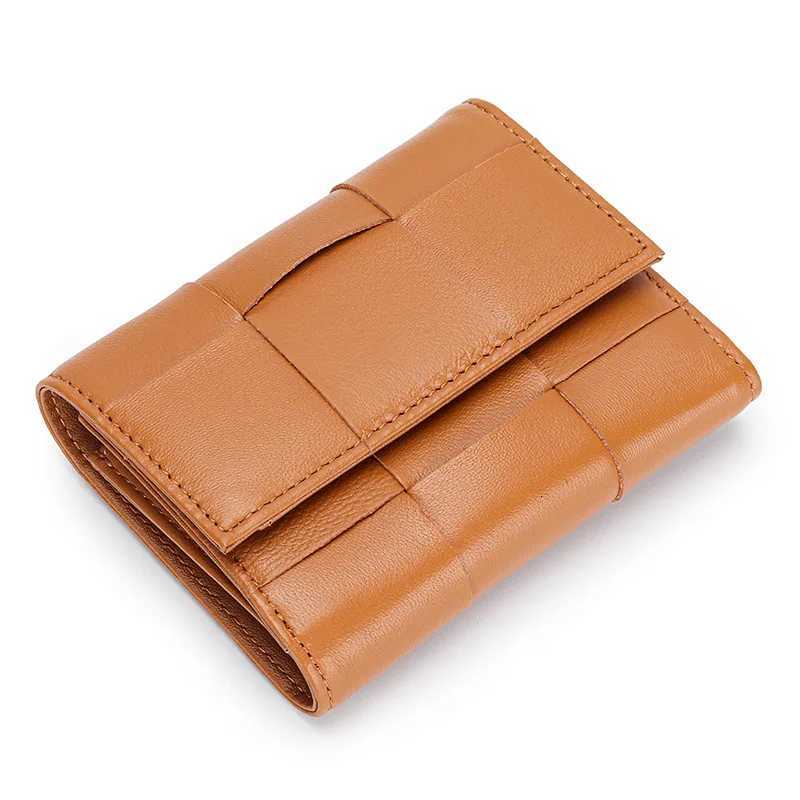 Sheepskin Woven Pouch Ladies Genuine Leather Wallets Large Capacity Trifold Short Wallet New Zipper Coin Purse D251030