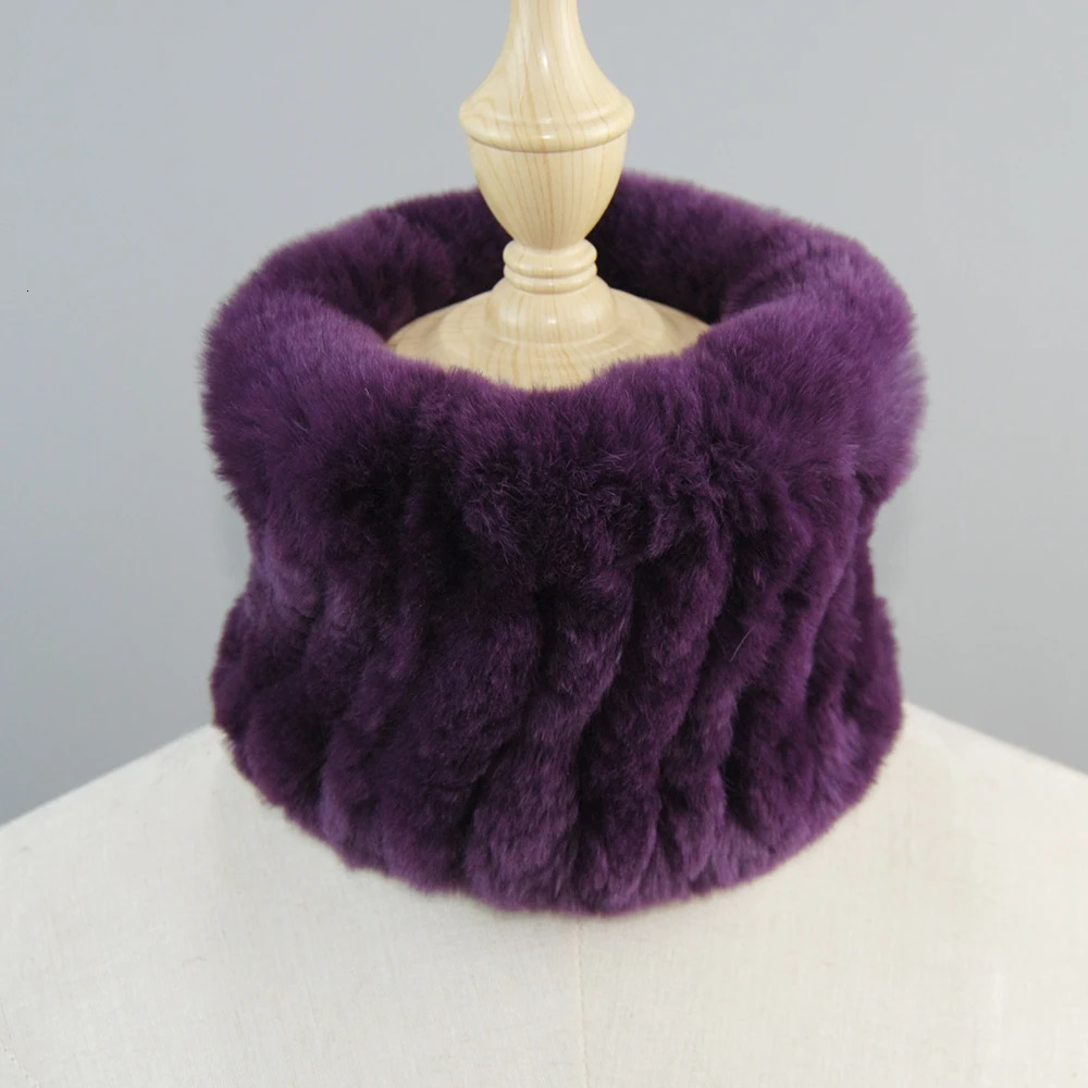 Good Elastic Rex Rabbit Fur Ring Scarves Winter Warm Women Genuine Rex Rabbit Fur Scarf Knitted Real Natural Fur Wraps Headbands 251021