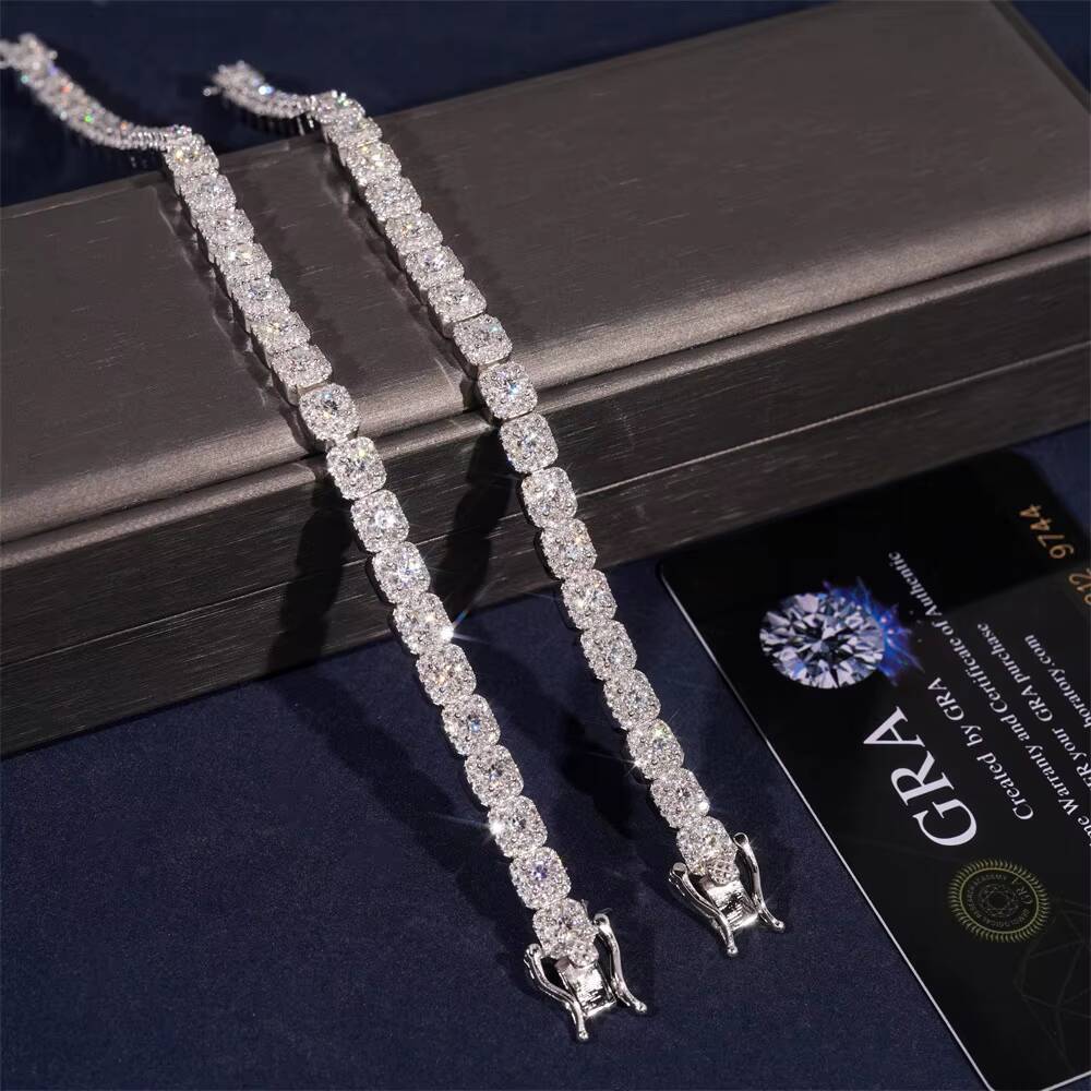 High Quality 925 Sterling Silver 6mm Moissanite Tennis Chain and Fashionable Hip Hop Cuban Bracelet