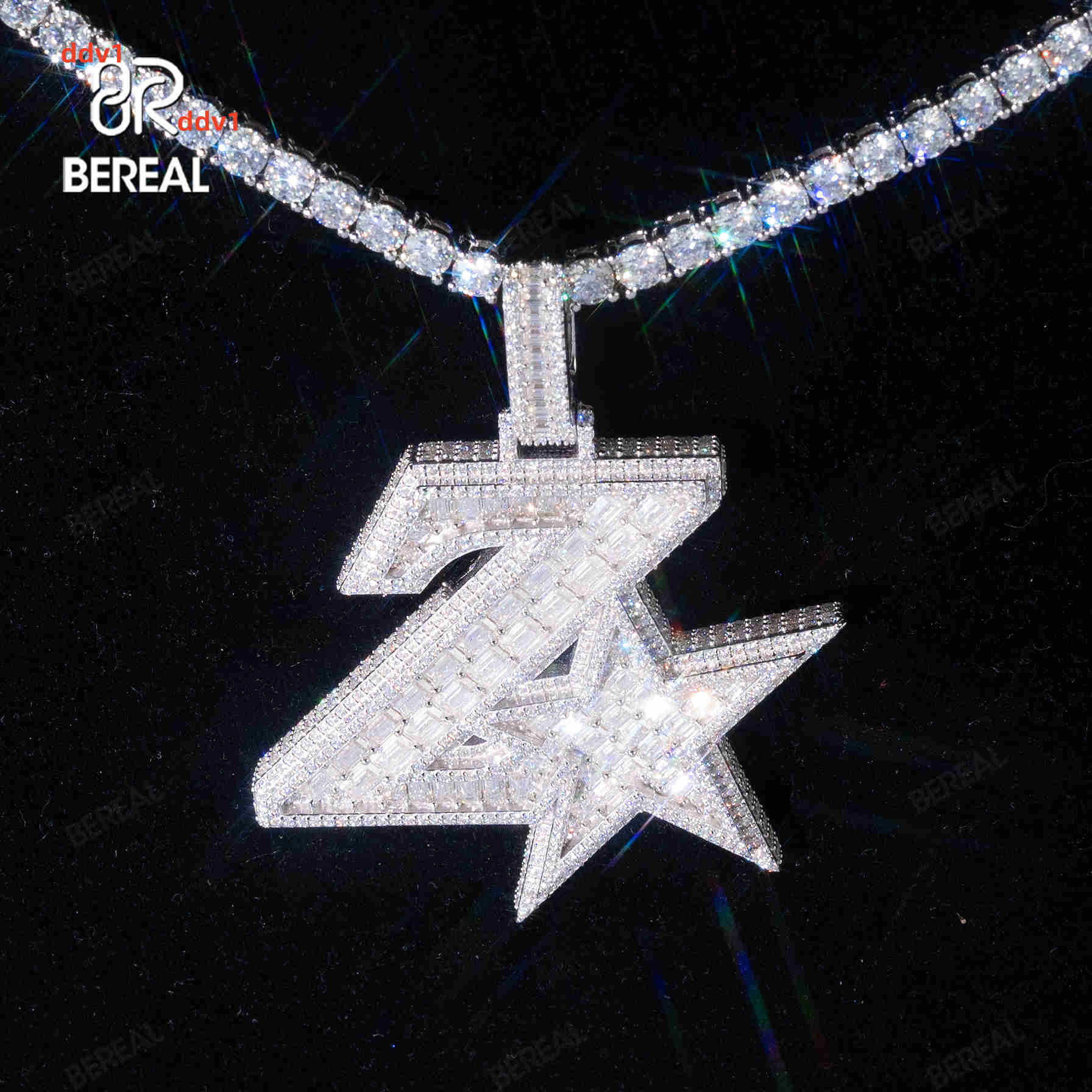 Real Gold Gra Certified Princess Cut Vvs Moissanite Initial Pendant High Quality White Gold 925 Silver Hip Hop Pendant Jewelry Customizable