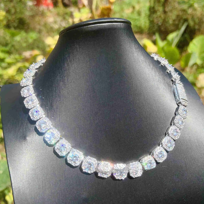 10mm Width Bling Big Dia Sterling Sier Vvs Moissanite Hip Hop Jewelry Iced Out Cuban Link Chain