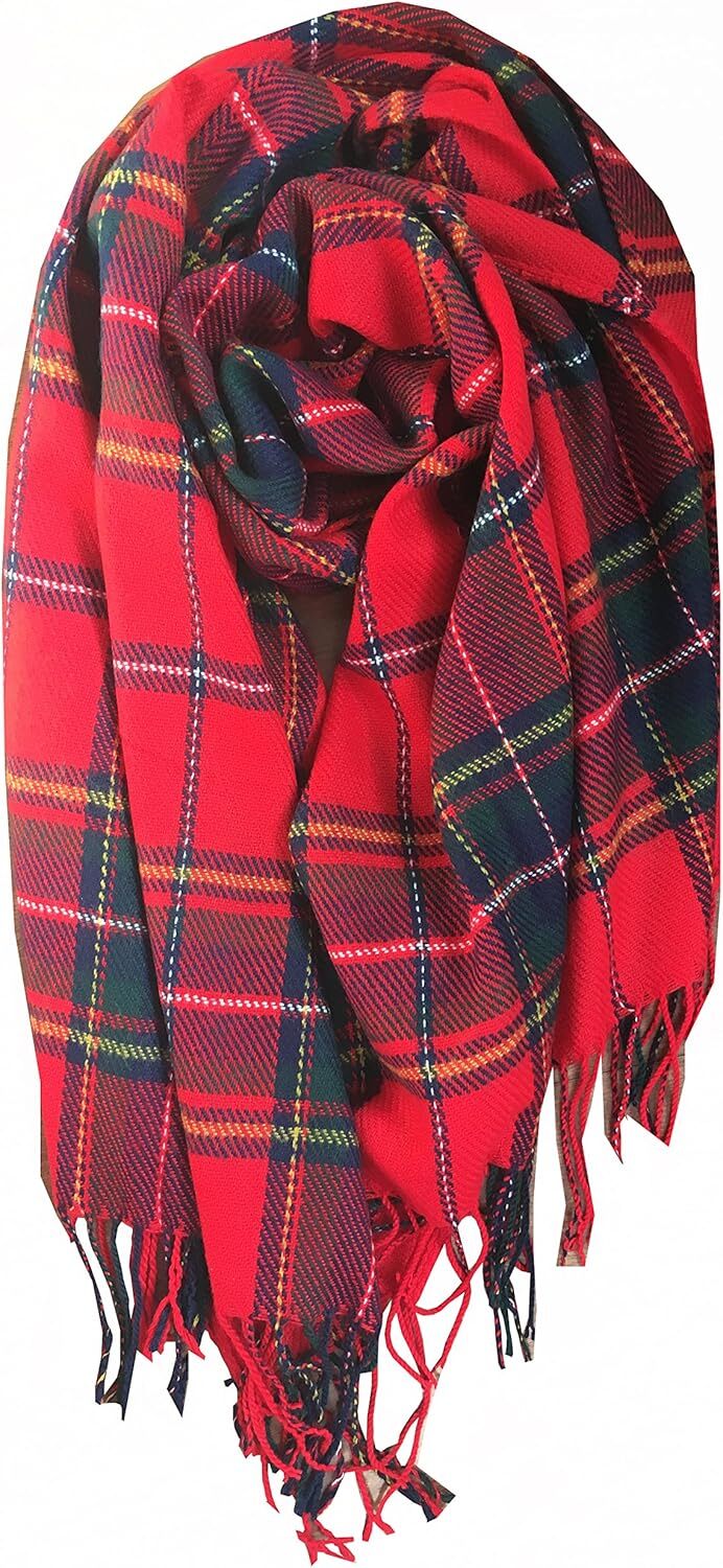 Custom Women's Fashion Long Shawl Big Grid Winter Warm Lattice Large Scarf Christmas gifts