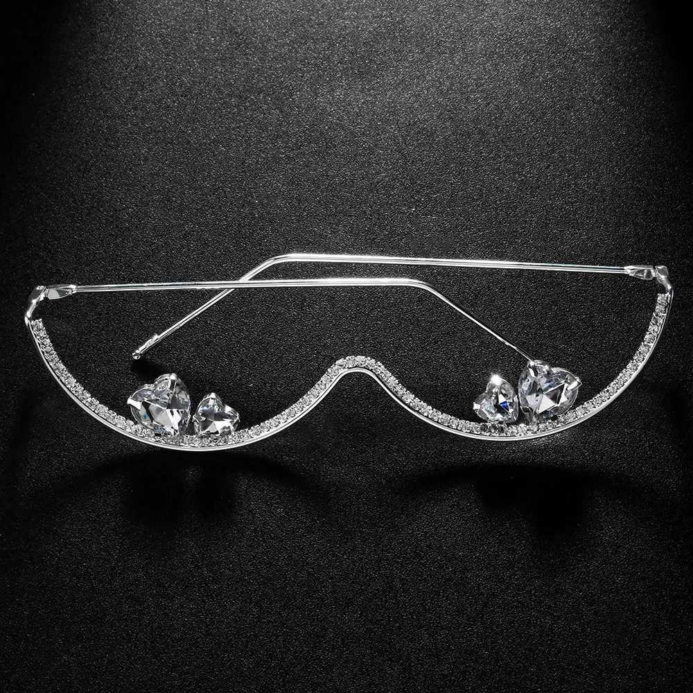 Fashion Double Heart Glasses Frames Rhinestone Designer Luxury 2024 Face Accessories Jewelry for Cosplays Y2k Dance for WomenW251029