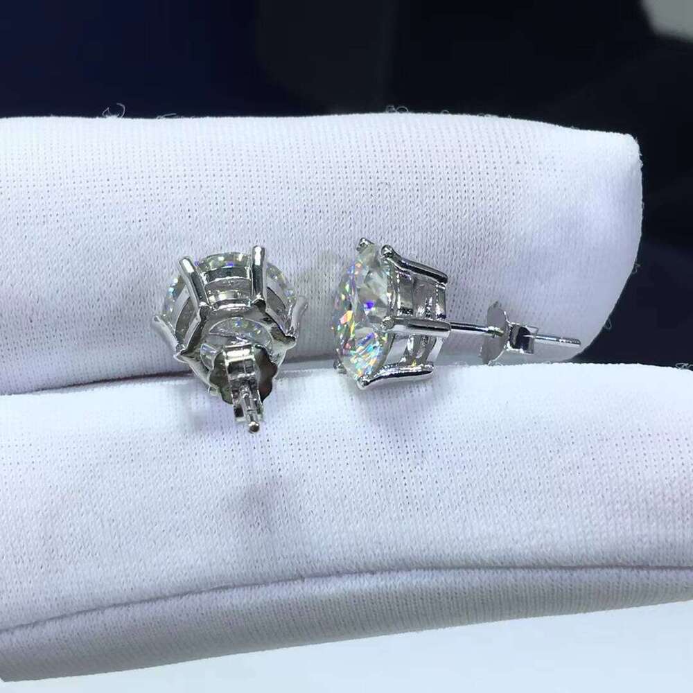 Sier Original Test Past Total 6 Carat Round Brilliant Cut D Color Moissanite Women's Earrings