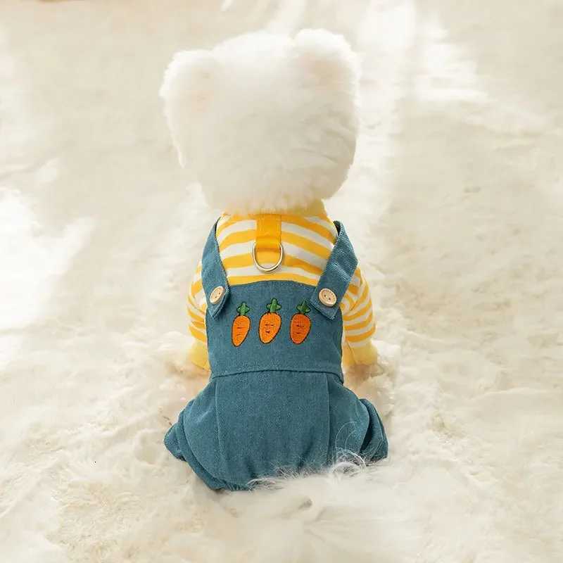 Autumn and winter new dog fourlegged overalls medium and small dog teddy bear embroidered overalls pet clothes C251030