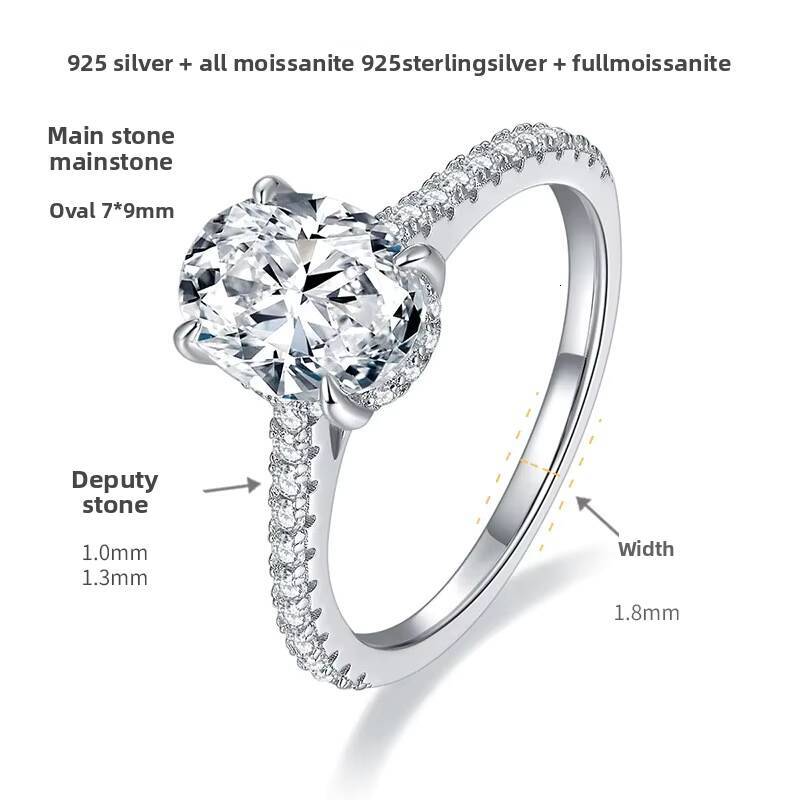 Highquality Ring Jewelry Oval Moissanite Diamond Wedding Ring Fine Jewelry 925 Silver Engagement Ring for Women
