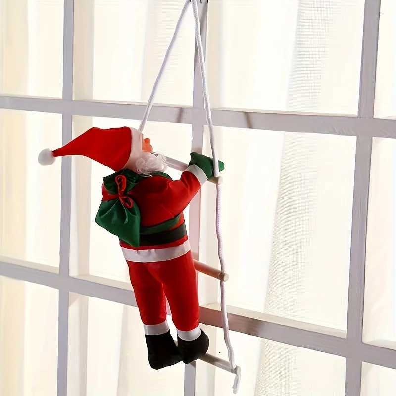 Decoration of Santa Claus on Ladders Wall Hanging Polyethylene Santa Claus Statue Festival Party Prop No Battery Required C251030