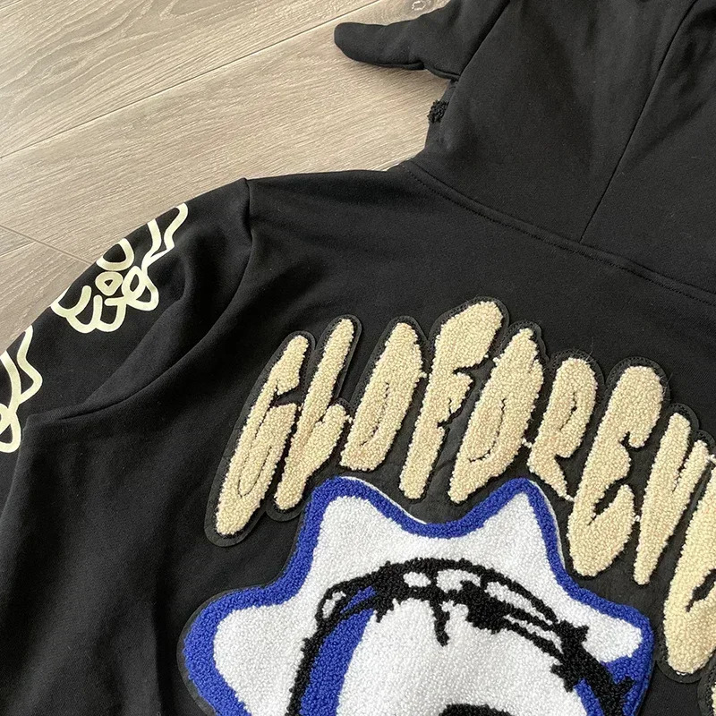 Glo Gang The Glory Full Zip Drink embroidered cartoon zipper hoodie 251028