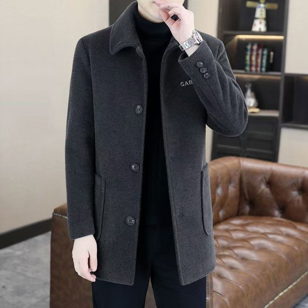 2025 New Woolen Coat Designer Coat Fashion Woolen Lapel Overcoat Men's Casual Versatile Mid-length Plus Size Jacket
