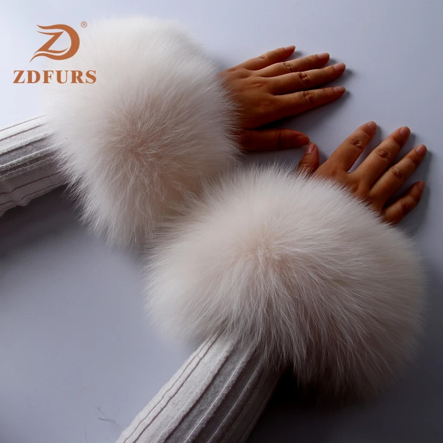 ZDFURS High Quality Fox fur Cuffs Wrist Warmer Genuine Fox Fur Cuff Arm Warmer Lady Bracelet Real Fur Wristband Glove 251028