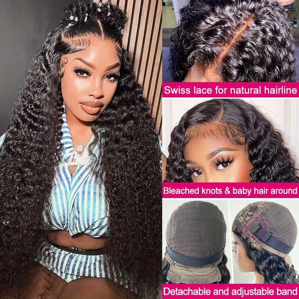 Jerry Curly Front 4X4 HD Transparent Lace Closure Glueless Human Wigs For Black Women Pre Plucked With Baby Hair