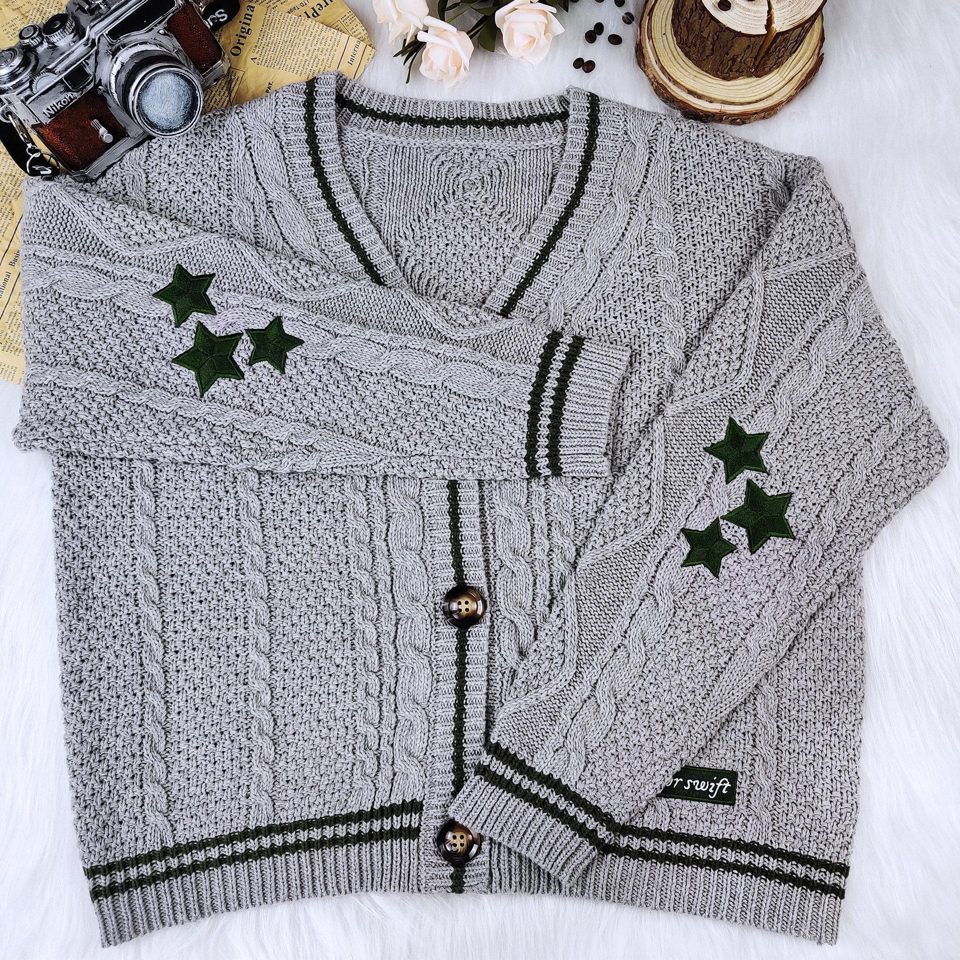 Women's Sweaters Christmas Tree Women Cardigan Autumn Winter Knitted Cardigans With Star Embroidery Holiday Sweater Folklore Tops Gift