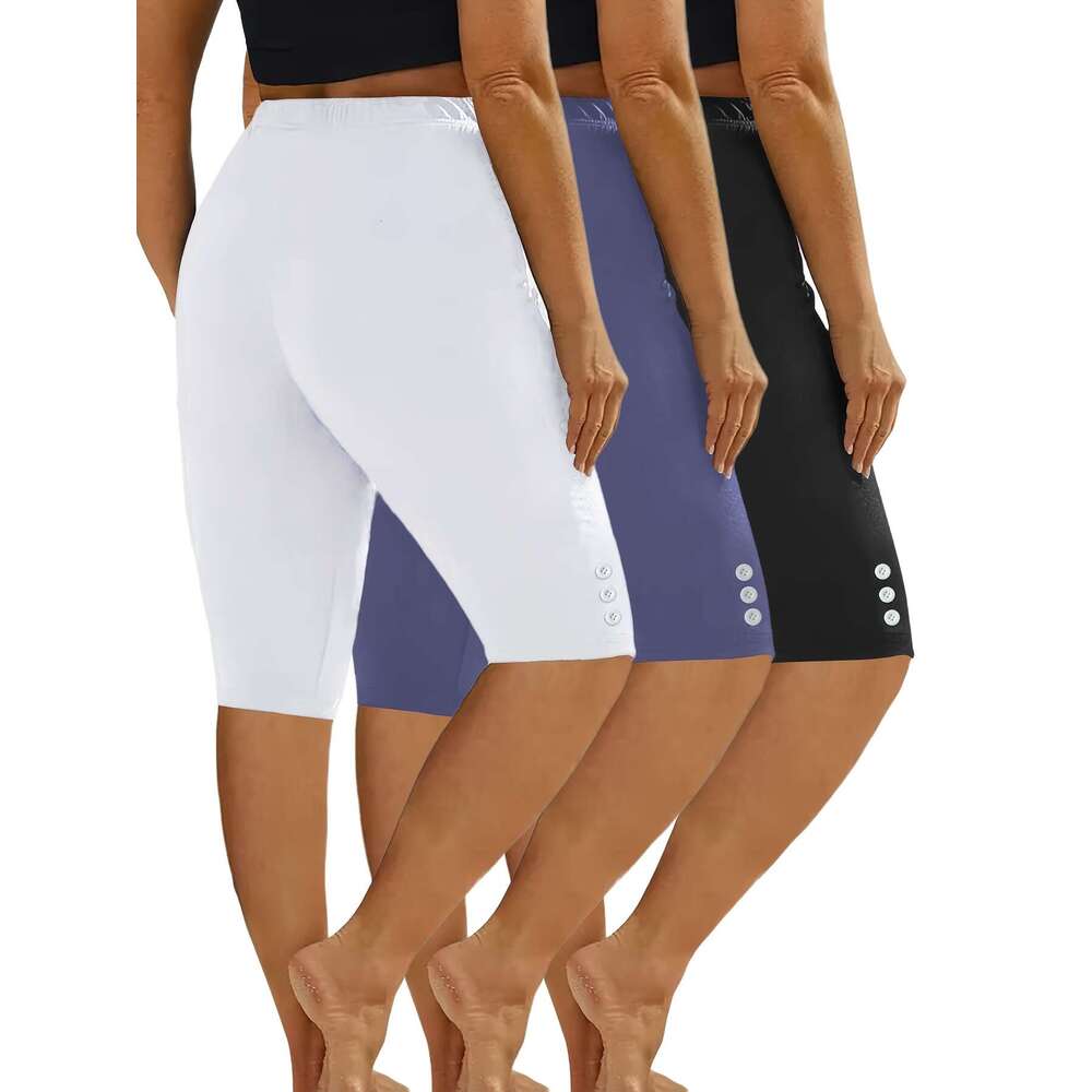 3pcs Casual Sport Leggings Athleisure Wear, Workout Classic Fit, Solid Color, High Elasticity, Stretch Fabric, Multipack Training Shorts, Fiess Enthus