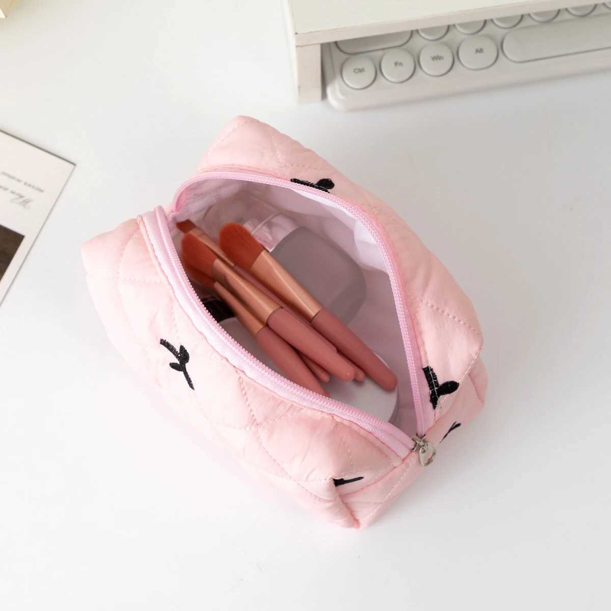 1PC Bowknot Pencil Case with Zipper Portable Stationery Storage Bag Large Capacity Fashionable Study Supplies Organizer J251115