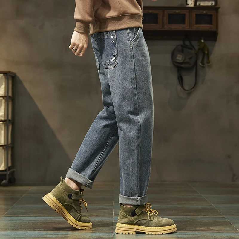 New Mens Loose Harem Pants Retro Fashion Casual Straight Jeans High Quality Cotton Teen Street Hip Hop Denim Pants J251030