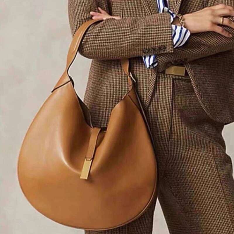 Retro Women's Armpit Suede Design Tote Hot Selling Handbag Crescent Shoulder Bag