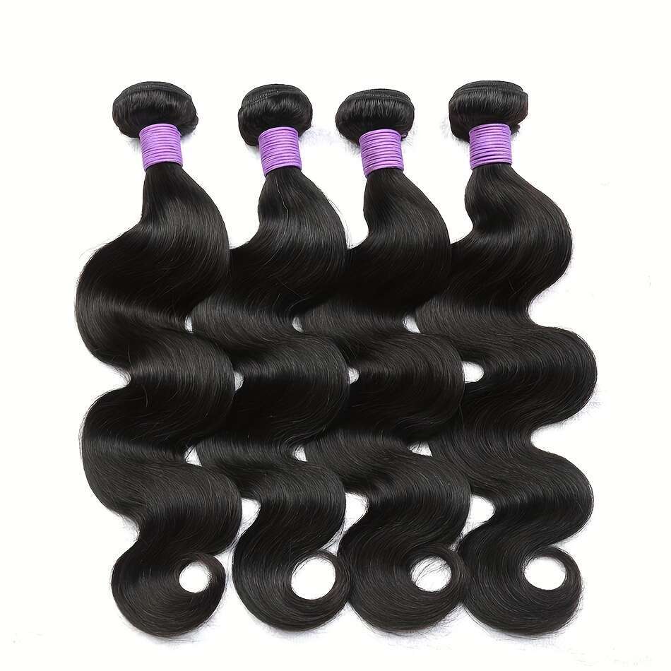Virgin Human Hair Bundles - 15A Body Wave, 100% Unprocessed, Natural Black, Salon Quality Men Women, Soft & Voluminous Curls, Ideal