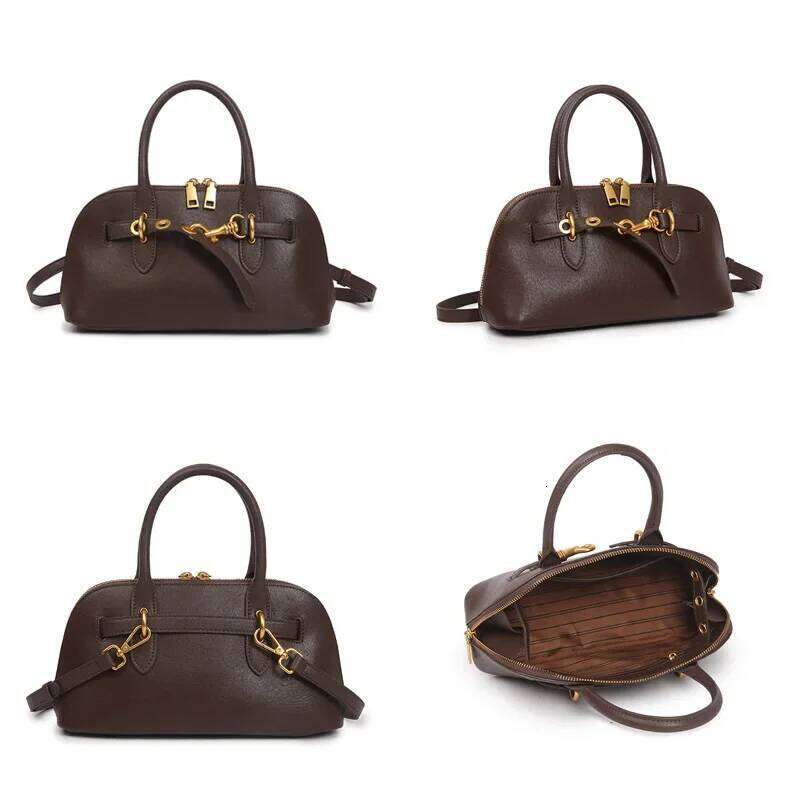 Genuine Leather Women's Crossbody Bag 2024 Autumn/Winter New Style Niche Fashionable Handbag High-End Feelsimple Casual Single S