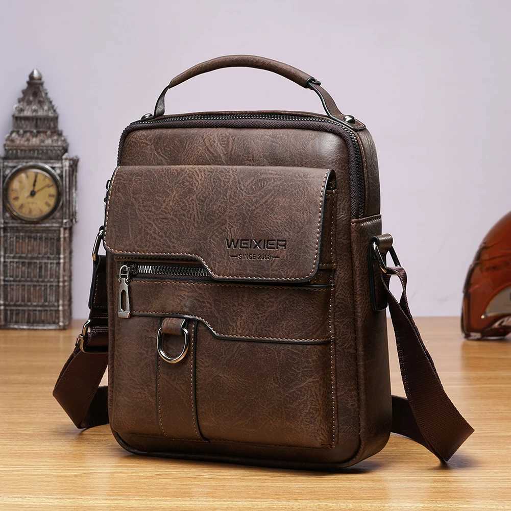 Mens Genuine Leather Crossbody Shoder Bags Vintage PU Men Handbag Tote Casual Business Man Messenger Bag Leather Fanny Pack Y251011