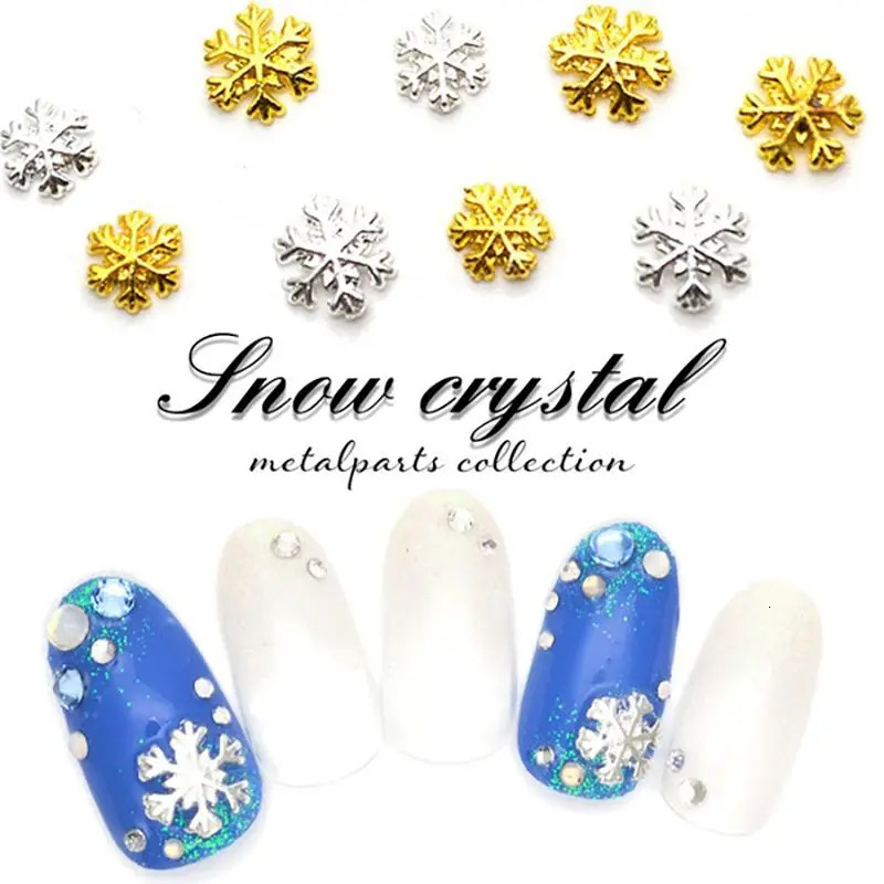 100pcs Christmas Gold Silver Alloy Snowflake Rivets Studs Metal Manicure Nail Art Accessories DIY Nail Decorations Nail Charms 251027