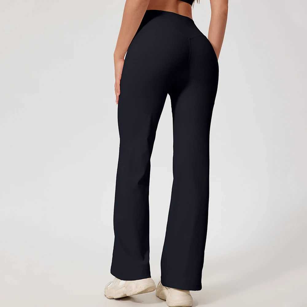 Fitness Rib Bellbottoms Tights High Waist Wide Leg Pants Leggings Women Yoga Elastic Leggings Push Up Gym Workout Flared Pants J251030
