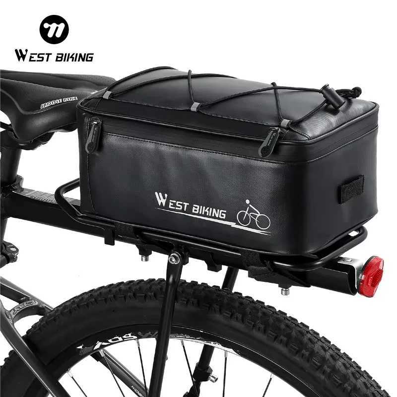 WEST BIKING Bicycle Rear Seat Bag 4L Large Capacity Reflective Waterproof Bike Rack Bag With Rain Cover MTB Road Bike Accessory H251029